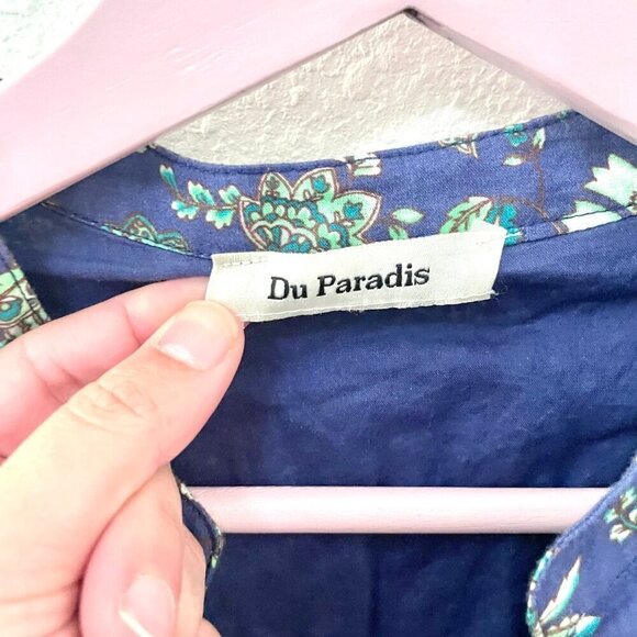 Du Paradis Paisley Blue Green Long Sleeve Dress Size XS - Picture 2 of 5